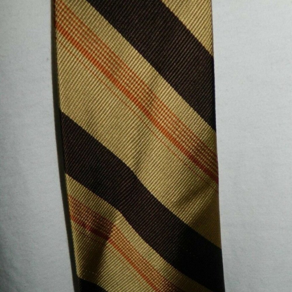 Ascot Cravat Company Men's Beige Brown Stripe Tie